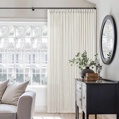 Memory Shape Trained Pinch Pleated Linen Curtains 100 Inches Long for Living Room Bedroom Custom Pleat with Hooks for Track Back Tab Light Filtering Window Curtain 100 Inch Drapes for Dining Room