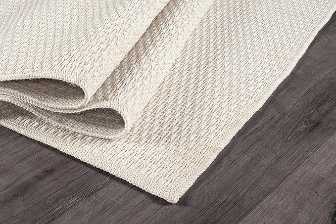 Easy Jute Rug 5x7 Indoor Outdoor Natural Rugs Solid Fiber Rug Woven Area Rug Boho Easy Clean Inside Carpet for Living Room Bedroom Dining Room Hallway or Outdoor Patio Porch (5 X 7 Bone)