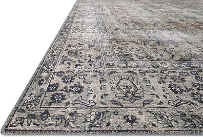 Loloi Layla Collection LAY-06 Taupe/Stone 7'-6" x 9'-6" .13" Thick Area Rug, Soft, Durable, Vintage Inspired, Distressed, Low Pile, Non-Shedding, Easy Clean, Printed, Living Room Rug