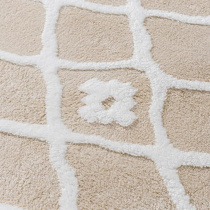 Ivory 6x9 Area Rug Moroccan Shag Living Room Washable Carpet Soft Non Shedding Neutral Boho Plush Pile Modern Large Throw Rug for Office Bedroom Dining Room Playroom