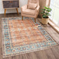 Bloom Rugs Washable Non-Slip 3' x 5' Rug - Orange/Teal Blue Traditional Bordered Area Rug for Living Room, Bedroom, Dining Room, and Kitchen - Exact Size: 3' x 5'