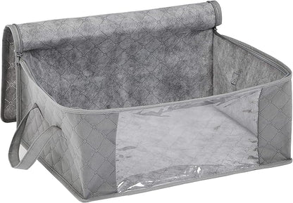 Amazon Basics Foldable Small Zipper Storage Bag Organizer Cubes with Clear Window & Handles, 3-Pack, Gray