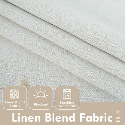 DriftAway Double Layer Linen Blackout Tie Up Curtains Thermal Insulated Fully Lined Balloon Roman Shade Bathroom Window Adjustable Rod Pocket for Small Window 39 Inch by 55 Inch Light Linen