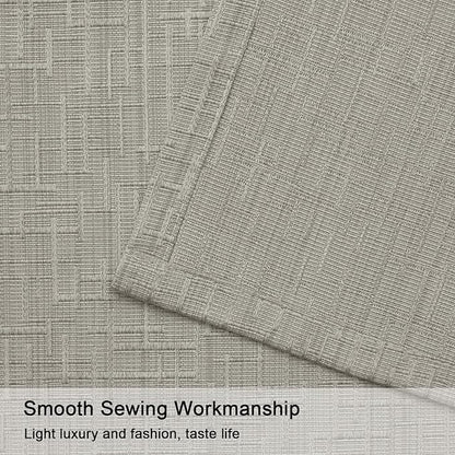 Jacquard Linen Curtains 96 inch Length 2 Panels Thick Faux Linen Blended Window Drapes Burlap Textured Curtains with Grommet for Living Room Bedroom Farmhouse (52x96 Light Khaki) Natural