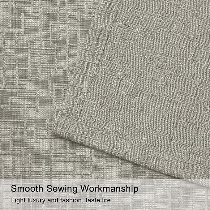Jacquard Linen Curtains 84 inch Length 2 Panels Thick Faux Linen Blended Window Drapes Burlap Textured Curtains with Grommet for Living Room Bedroom Farmhouse (52x84 Light Khaki) Natural
