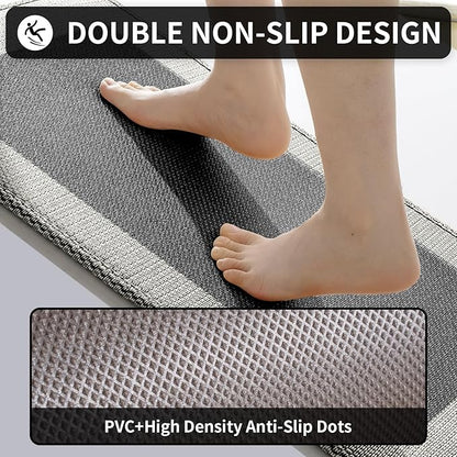 Kitchen Mats for Floor, Super Absorbent Kitchen Rugs Non Slip Washable, Soft Braided Kitchen Runner Rug, Standing Mat Kitchen Sink Mat, Easy to Clean, Black 17x47