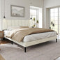 Full Size Bed Frame with Fabric Upholstered Headboard, Platform Bed with Wooden Slats Support, Fully Mattress Foundation, Box Spring Optional, Easy Assembly