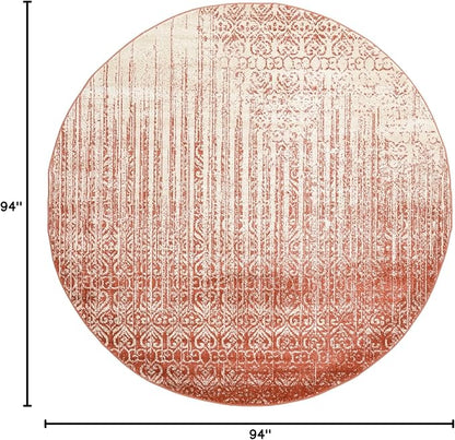 Unique Loom Del Mar Collection Area Rug - Jennifer (7' 10" Round, Red/ Beige)