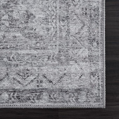 Bloom Rugs Washable 5' x 7' Rug - Ivory/Silver Gray Traditional Area Rug for Living Room, Bedroom, Dining Room, and Kitchen - Exact Size: 5' x 7'