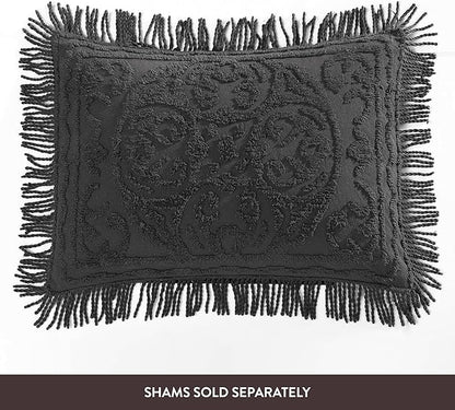 Beatrice Home Fashions Medallion Chenille Bedspread, Queen, Charcoal