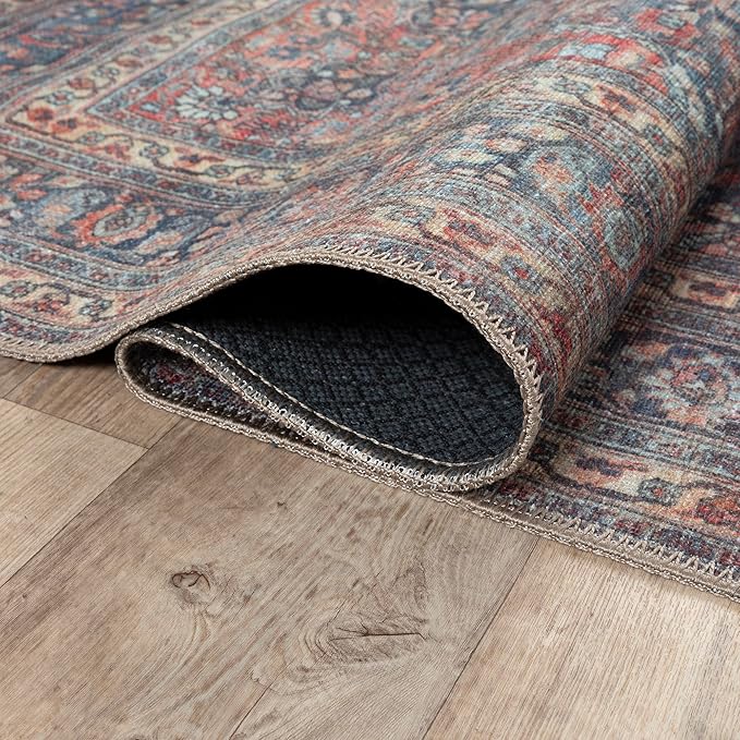Bloom Rugs Washable Non-Slip 12 ft Runner - Multicolor Traditional Medallion Runner for Entryway, Hallway, Bathroom, and Kitchen - Exact Size: 2.5' x 12'