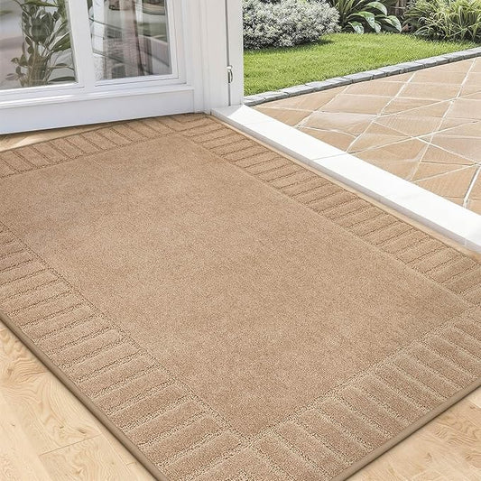 BEQHAUSE Door-Mat Non-Slip Front Doormat Low-Profile Entrance Mats for Front Door Entry Resist Dirt Washable Doormat Absorbent Entryway Door Mat,Taupe,32"x48"