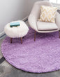 Unique Loom Solid Shag Collection Area Rug (5' 3" Round, Lilac)