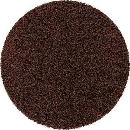 Unique Loom Solid Shag Collection Area Rug (5' 3" Round, Chocolate Brown)