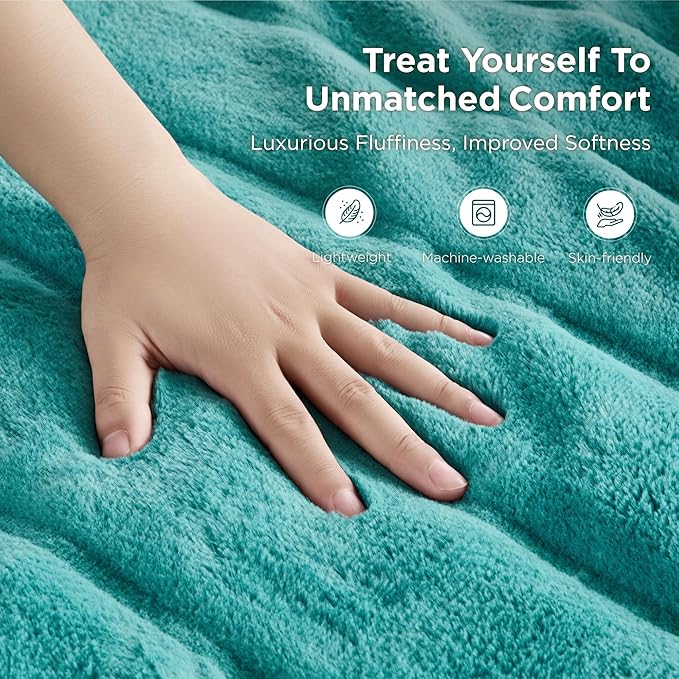 Sophia & William Throw Blanket for Couch Sofa(90x90 Inches) - Faux Fur Throw Soft Cozy, Gifts for Women, Teal