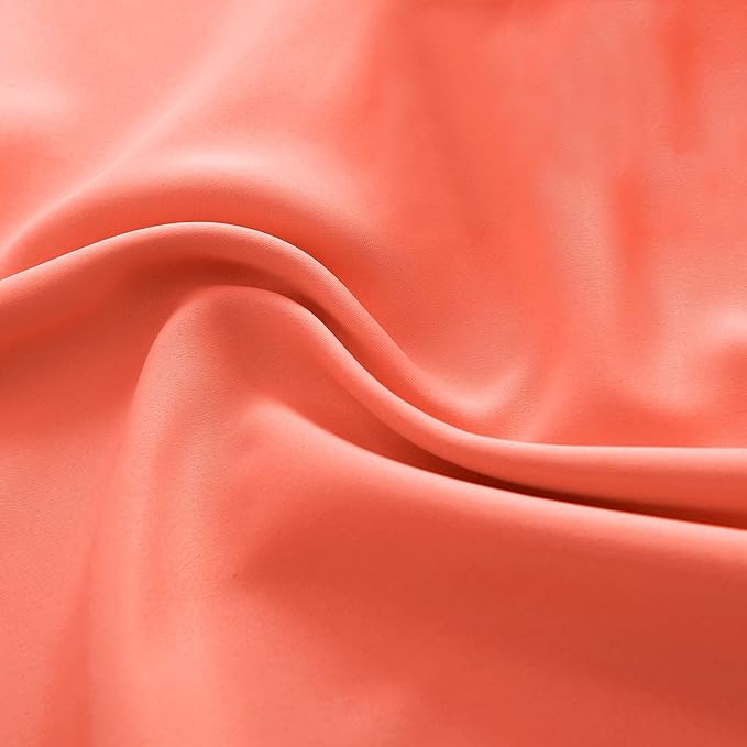 DONREN Coral Blackout Curtain Panels with Rod Pocket - Room Darkening Thermal Insulated Curtains for Bedroom (Salmon Color,42 W x 45 L Inch,2 Panels)