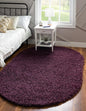 Unique Loom Solid Shag Collection Area Rug (3' 3" x 5' 3" Oval, Eggplant Purple)