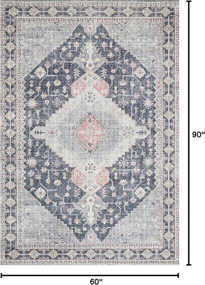 Loloi II Skye Collection SKY-02 Charcoal/Multi 5'-0" x 7'-6" Area Rug