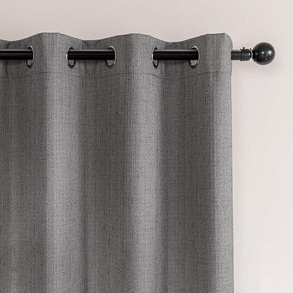 Amazon Basics Faux Linen Blackout Curtains for Bedroom and Living Room, 2-Piece Set with Grommets, 42" W x 84" L, Grey