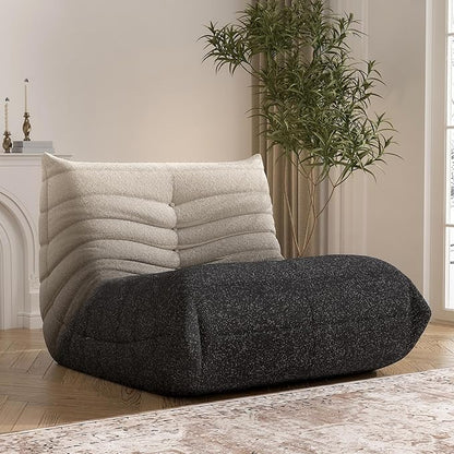 Fireside Bean Bag Sofa - Large Bean Bag Chair for Adults & Teens, High Density Comfortable Foam, Memory Foam, Black & White