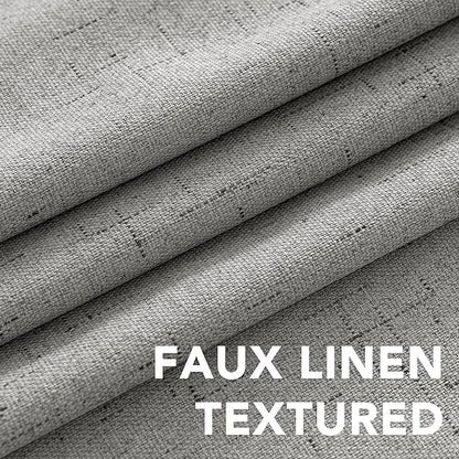 H.VERSAILTEX Linen Blackout Curtains Durable Thick Textured Linen Look 100% Blackout Patio Door Curtain Anti Rust Grommet Extra Wide Sliding Door Curtain Panel, W100 x L84 inch - Dove Gray