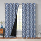 Beauoop 100% Blackout Curtains 90 Inches Long 2 Panels for Bedroom Living Room Blue Moroccan Geo Room Darkening Thermal Insulated Soundproof Grommet Top Window Treatments Drapes, 50x90 Set of 2