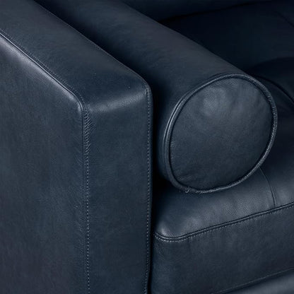 Poly & BARK Napa Right-Facing Sectional Sofa – 104.5” Italian Leather Sectional with Chaise – Midnight Blue – Full-Grain Pure-Aniline & Semi-Aniline Upholstery
