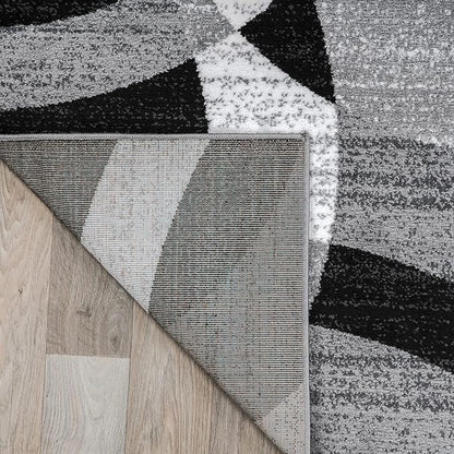 Rugshop Gray Modern Geometric Oval Rug, Abstract Circles, High-Traffic, Non-Shedding, for Living Room, Bedroom and Home Office, 5' x 7' Oval