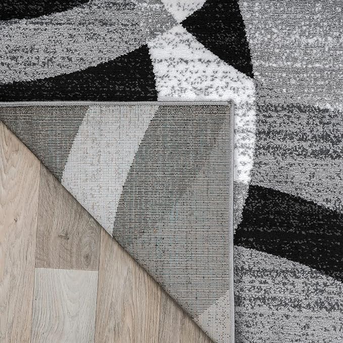 Rugshop Contemporary Abstract Circles Perfect for high Traffic Areas of Your Living Room,Bedroom,Home Office,Kitchen Square Area Rug 6'6" x 6'6" Gray