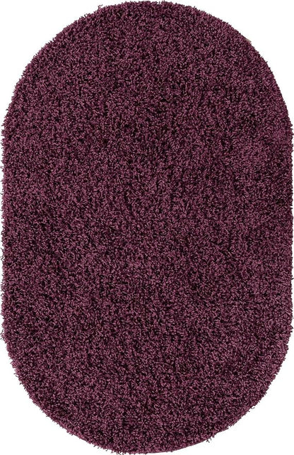 Unique Loom Solid Shag Collection Area Rug (3' 3" x 5' 3" Oval, Eggplant Purple)
