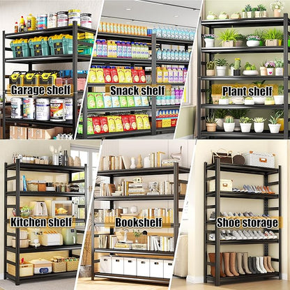 Storage Shelves, Garage Metal Shelving Unit, Adjustable, Double-Layer Column with Reinforced Ribs, Heavy-Duty, Capable of Bearing 3000 lbs, Suitable for Garage, Warehouse, Kitchen Storage