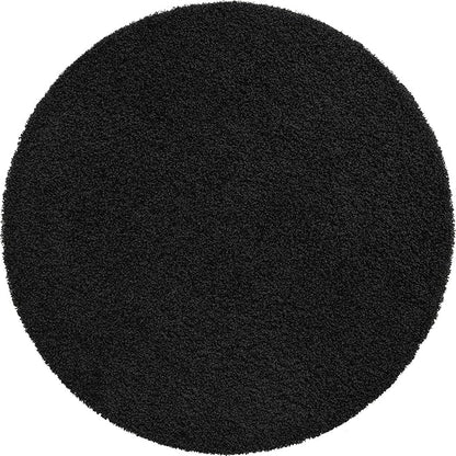 Unique Loom Solid Shag Collection Area Rug (7' 1" Round, Jet Black)