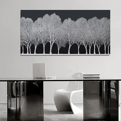 Trogonup Black and White Wall Art for Bedroom Large Forest Picture Landscape Tree Artwork for Living Room Home Office Modern Canvas Prints Ready to Hang 20"x40"
