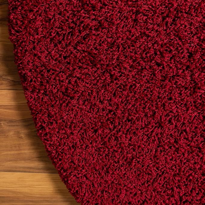 Unique Loom Solid Shag Collection Area Rug (3' 3" Round, Cherry Red)