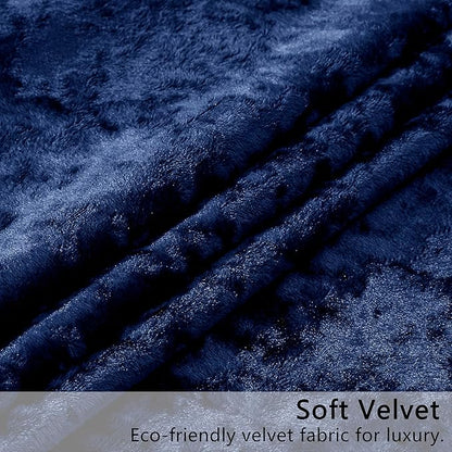 SMILETIME Navy Blue Crushed Velvet Curtains 52x96inch Rod Pocket Luxurious Thermal Insulated Soundproof Drapes Soft and Durable Light-Filtering Window Treatments for Living Room Bedroom, 2 Panels