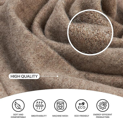 | Wool Blanket/Throw | 100% New Zealand Wool | Perfect for Home and Outdoors | Virgin Wool Throw with Fringes 75"x87" (190 x 220 cm)