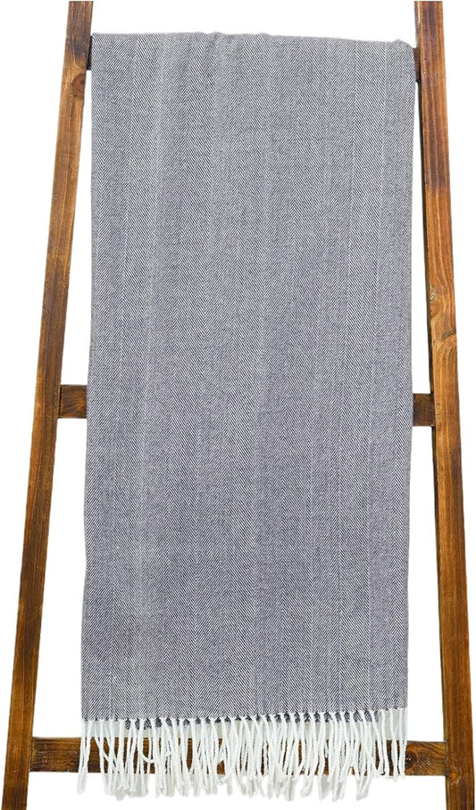 Alashan Cotton Acrylic Adirondack Herringbone Woven Throw - Throw Blanket - Soft, Lightweight, Rockport