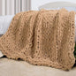 Carriediosa Chunky Knit Throw Blanket 50" X 60", 100% Hand Made Large Chenille Loop Yarn Soft Fluffy Throws for Couch Sofa Bed, Big Crochet Cozy Heavy Thick Cable Woven Blankets, Tan Brown