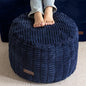 HIGOGOGO Pouf Ottoman Stuffed Round Modern Foam Filled Foot Rest Poufs for Living Room Chair Decorative 20 X 15 Inches Boho Relax Stool for Wedding Christmas Party, Navy Blue