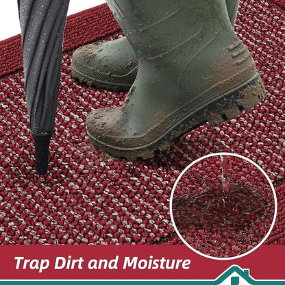 BEQHAUSE Indoor Door Mat 36" x 60", Dirt Trapper Door Mats Non-Slip Entryway Rugs Washable, Resist Dirt Absorbent Welcome Mat, Low Profile Floor Mats for Front Back Door and Entryway, Red