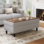 LINSY HOME 46 Inches Wide Storage Ottoman Bench, Linen Coffee Table Long Shoes Bench Footstool, Storage Chest, Foot Rest Stool, for The Living Room, Entryway and Family Room (Grey)