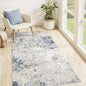 Washable Area Rug: 3x5 ft Abstract Small Rugs for Entryway Kitchen Living Room Bedroom - Non Slip Modern Neutral Carpet Indoor Front Door - Beige Blue