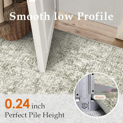 2x3 Entryway Area Rug Vintage Neutral Washable Small Carpet Indoor Non Slip Taupe Kitchen Entrance Mat Low Pile Retro Accent Distressed Throw Rug for Bathroom Bedroom Dining Living Room