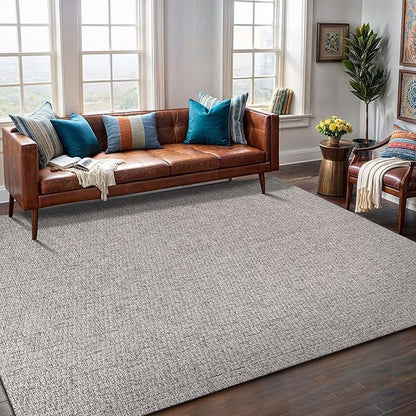 Easy Jute Rug 5x7 Indoor Outdoor Natural Rugs Solid Fiber Rug Woven Area Rug Boho Easy Clean Inside Carpet for Living Room Bedroom Dining Room Hallway or Outdoor Patio Porch (5 X 7 Silver)