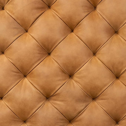 Poly & BARK Turin Ottoman - 40” – Full-Grain Leather Upholstery – Couch Ottoman for Living Room – Vintage Italian Leather in Cognac Tan