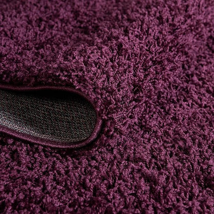 Unique Loom Solid Shag Collection Area Rug (6' 1" Round, Eggplant Purple)