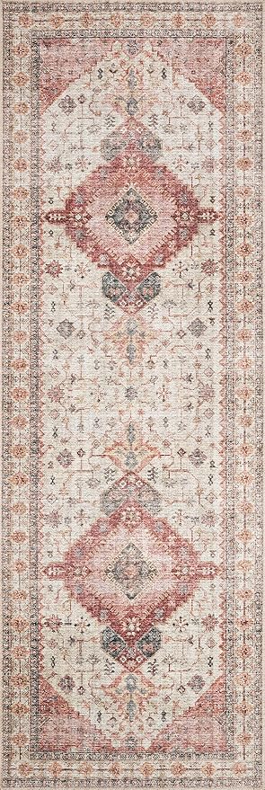 Loloi II Skye Collection SKY-02 Ivory/Berry 2'-6" x 7'-6" Runner Rug