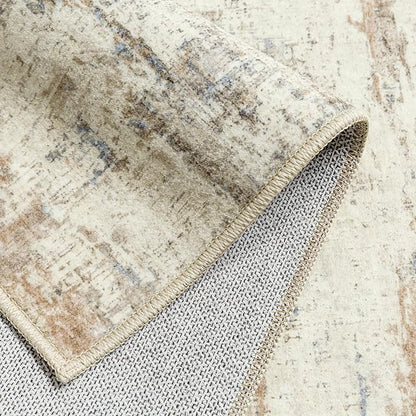 5x7 Area Rug Living Room Bedroom Carpet Washable Abstract Neutral Modern Beige Brown Accent Rug Dining Non Slip Low Pile Soft Thin Indoor Office Floor Throw Kitchen Contemporary