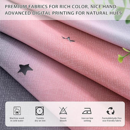 XiDi Dream Star Blackout Curtains for Kids Rooms Girl Princess Curtain for Daughter Bedroom Window (Pink Grey, W34 X L84)
