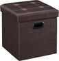 SONGMICS MAZIE Collection - 15 Inches Ottoman with Storage, Footstool, Storage Ottoman with Metal Grommet Handles, Load 660 lb, for Dorm, Living Room, Bedroom, Synthetic Leather, Brown ULSF30Z